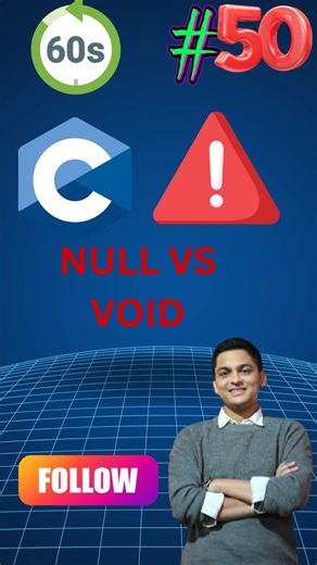 Neel Sheth on Instagram: "Null Pointer vs Void Pointer 😵‍💫 Sounds same… but COMPLETELY different. If you’re learning C programming or pointers, this confusion happens to almost EVERY beginner. Most students think: 👉 null pointer = void pointer But that’s WRONG ❌ In this reel, I explain null pointer vs void pointer explained simply, in just 60 seconds using beginner-friendly logic. You’ll understand: what is a null pointer what is a void pointer difference between null and void pointer when to