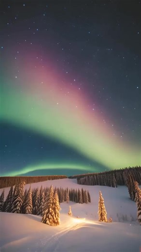 壮大なオーロラが舞う夜空。自然の美しさに引き込まれる瞬間✨ #オーロラ #北極光 #自然の奇跡 #夜空”#Canva