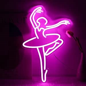 Ballet Girl Neon Sign Pink LED Dance Neon Lights Dancing Woman Neon Wall Light Up Sign for Bedroom Dance room Ballet Academy Y2k Room Decor 17.7 x 11.6 in