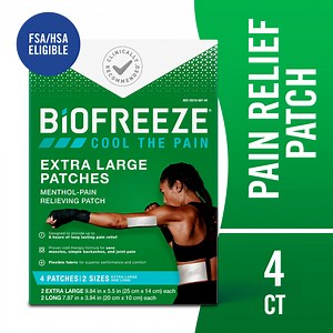 Biofreeze XL Back Pain Relief Patches, Back Knee Muscle Joint and Arthritis Pain Relievers, 4 Count