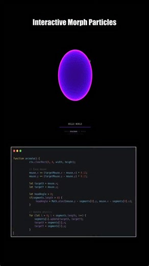 Tech Vibes..... on Instagram: "Coding is modern day magic. ✨💜 POV: You finally get the animation physics just right. 🚀 I built this interactive particle system to morph between different states. The blend of math and design is my favorite part of being a developer. Tag a friend who would stare at this all day. 😵‍💫👇 #satisfying #coding #technology #programming #developerlife #purpleaesthetic #techlover #javascriptdeveloper #reactjs #visualart"