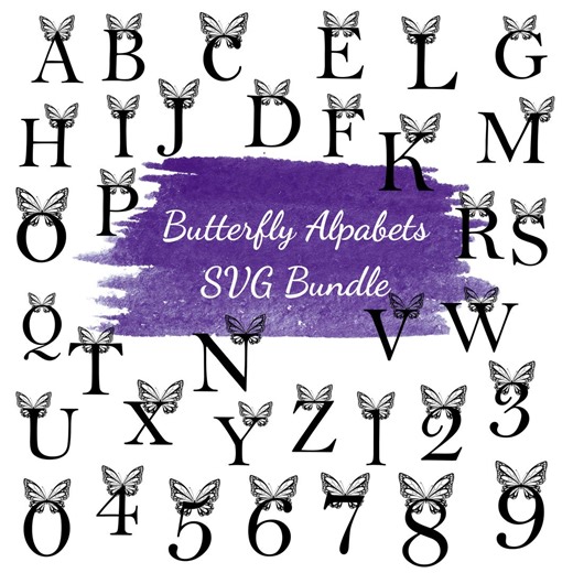 Butterfly Monogram Svg Bundle (A-Z) | Butterfly Alphabet Svg Bundle | Font Monogram Cut File | Floral Alphabet Letter Clipart for Crafts - Etsy