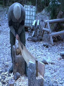 Building ROOF Structure for Log Cabin My Grandfather helps me | Camping Life
