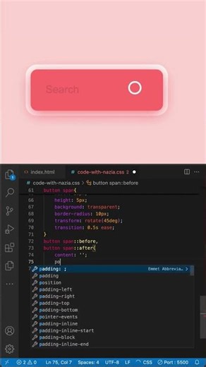 Search Icon → Arrow 🔥 CSS Animation
