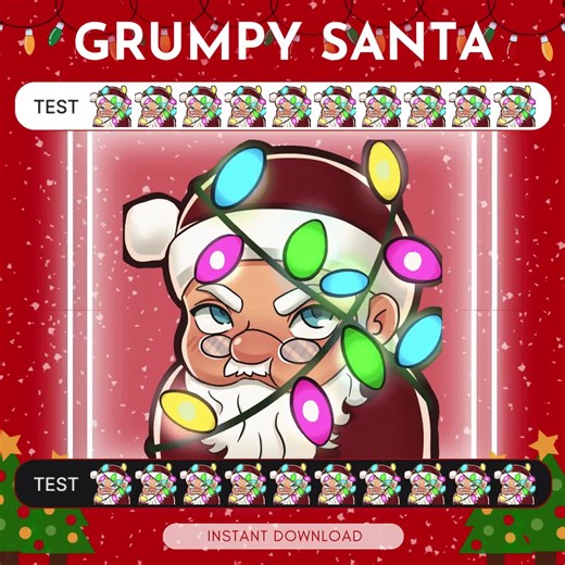 ANIMATED Emote Twitch & Discord - GRUMPY SANTA Claus Emote - Santa Tangled in Christmas Lights - Etsy