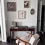 MODERION Solid Wood Computer Desk with 2 Drawers, Traditional Vanity Dressing Table, 46” Home Office Writing Desk, Workstation Easy Assembly Cherry Red Walnut BSZ1533WD