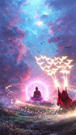 Your energy needs this! Watch the sky explode with light! 🌌 #buddha #zen #aura