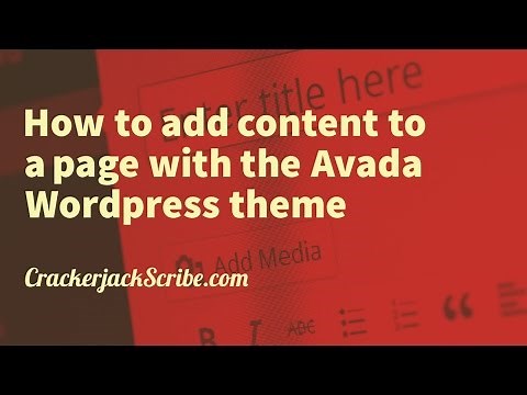 How to Add and Edit Content with the Avada Wordpress Theme