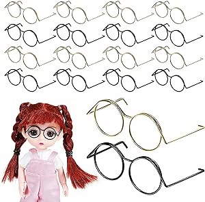 Miniature Doll Glasses, 20pcs Metal Wire Rimmed Eyeglasses Fits Most 12inch Dolls Tiny Fashion Eyewear Accessories for Dollhouse Diorama Layout and DIY Crafting Projects