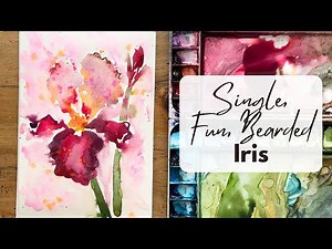 Easy, Loose, watercolour Iris painting with splatters and background