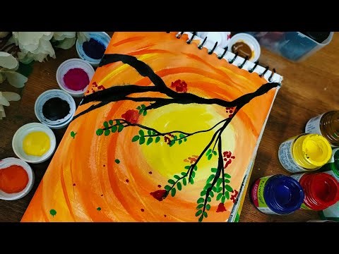 Orange & Yellow Sunset Vibes | Beautiful Scenery Acrylic Painting | Easy Tutorial for Beginners