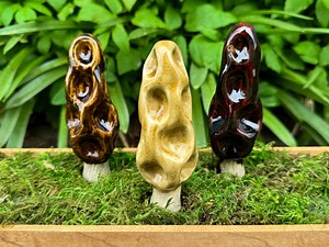 Ceramic Morel Mushroom Garden Sculpture – Tri-color – Handmade Mushroom Yard Art – Outdoor Forest Garden Decor – Gift for Nature Lovers - Etsy