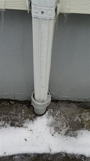 Ice dams and freezing gutters, downspouts and conductor lines. Then need to be flowing for heat tape to work. Huge ice problems can damage siding gutters and the roofing system. Please test the with a garden hose before winter. Save thousands of dollars in damage. | Plumbing Professor