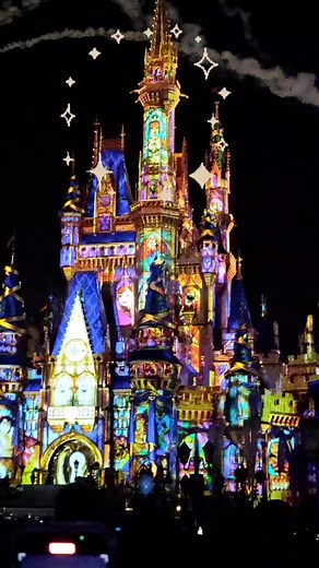 🧚‍♂️Tinker Bell prepares to fly during Happily Ever after at Magic Kingdom #happilyeverafter #tinkerbell #disneyfireworks #waltdisneyworld #cinderellacastle