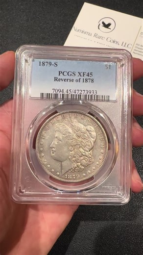 1879-S Reverse of ‘78 Morgan Silver Dollar PCGS XF45 A unique die combination with even wear & toning!😍 The Reverse of 1878 can be noted by the parallel arrow feathers, fullness of the eagles breast feathers and other small distinctions 🦅 Learn more about this coin at NumismaCoins.com 🔗 #numismatics #coincollecting #silver #rarecoins #collector