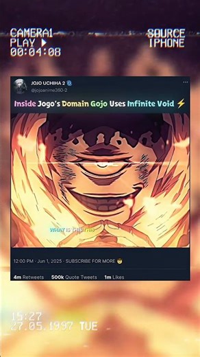 Inside Jogo’s Domain Gojo Uses Infinite Void ⚡ #anime #jujutsukaisen #gojo #gojosatoru #jogo #yuji