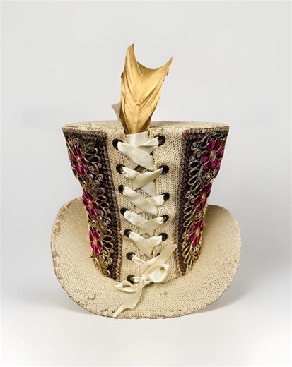 Top Hat Steampunk Gothic Victorian Regal Gold Sequin Tophat and Flower Size 57cm - Etsy