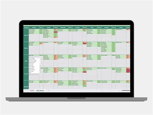 Employee Shift Schedule & Work Tracker | Staff Attendance, Overtime, Payroll Weekly Planner Excel Spreadsheet - Etsy