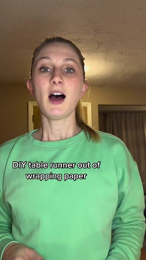 Check out this DIY table runner I made out of wrapping paper for your Super Bowl party! #LevelUpProgram #TikTokPartner #wrappinghacks #wrappingpaper