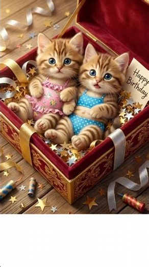 Surprise! Two Adorable Birthday Kittens in a Gift Box 🎁🐱🎂
