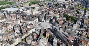 Charleroi, Wallonia, Belgium,The town hall, Place Vauban , the Saint-Christophe church.