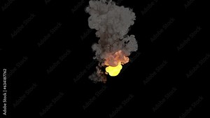 Dynamic 3D flame moves within dense smoke, captivating motion