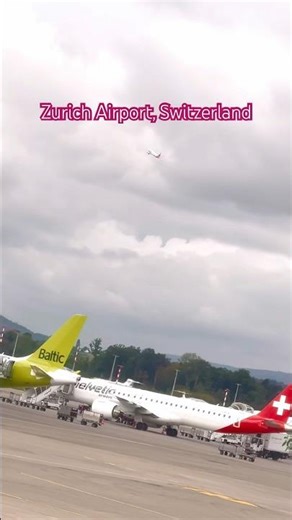HHH-spot aircraft in sky #Swiss Airways #Baltic Airlines aircrafts on ground #Zurich #Switzerland