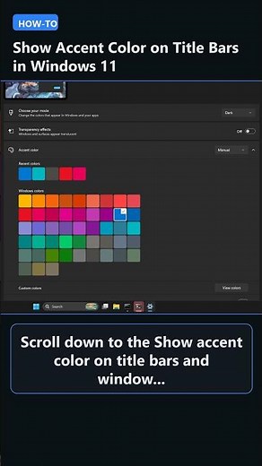 How to Show Accent Color on Title Bars in Windows 11 #shorts