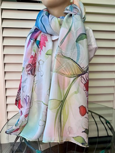 Silk Blend Scarf From France | Colorful | Paris Made | Parisian | Rectangular - Etsy