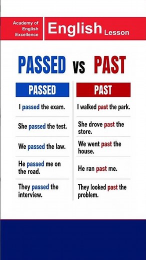 PASSED vs PAST | Beginners to Advanced Level | Academy of English Excellence #english