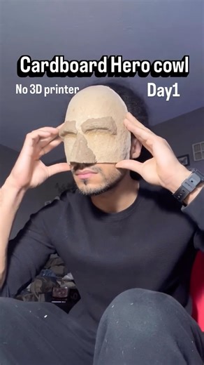 Cardboard hero cowl #diycosplay #cardboardcraft