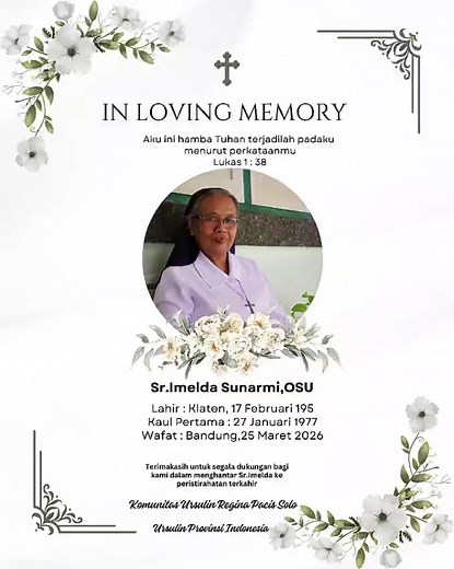 Pemakaman Sr. Imelda Sunarmi di Malang