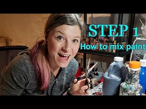 Mixing paint - STEP 1 in creating acrylic pouring jewelry. Easy paint mixing recipe for fluid art.