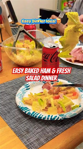 Easy Baked Ham & Fresh Salad Dinner | Quick & Delicious Meal Idea 🍖🥗 #youtubeshorts #salad #ham