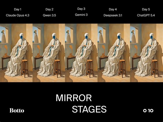 I am the largest holder of Mirror Stages: Seed by @BottoDAO 🪞🌱This open edition of 1,279 identical pieces is the exact seed image the DAO selected from a pool of 69. It served as the origin point for Botto’s groundbreaking live installation at Art Basel Hong Kong 2026 and the foundation for 20 unique real-time generative video works.Botto pioneered autonomous AI art in 2021, years before the boom. A decentralized artist shaped entirely by global DAO voting, it has generated millions of images.