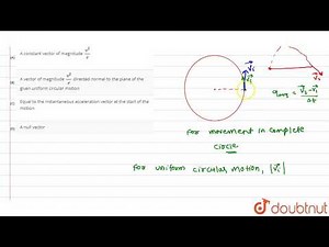The average acceleration vector for a particle having a uniform circular motion is | 11 | MOTIO...