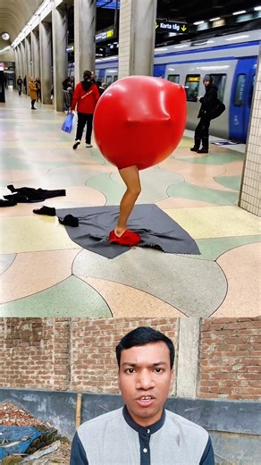 Man Changes Clothes Inside Balloon at Station 😳