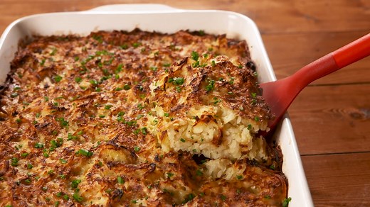 Potato Kugel tastes like a giant hash brown (and it's incredible). Full recipe: http://dlsh.it/IMk8wfP | Delish