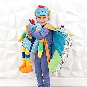Robot Snuggle Bundle - Super Soft Minky Sleepover Backpack Blanket 55" W x 72" | Huggable Weighted Plus Plushie | Robot Bedtime Storybook | Sleep Mask Comfort Toy
