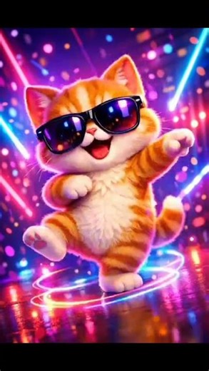 😺 neon cat dance music 🎶 sounds song viral for you #catdance #trending