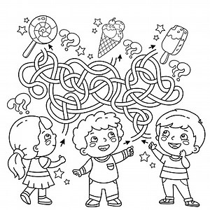 Maze or Labyrinth Game. Puzzle. Tangled road. Coloring Page Outline...