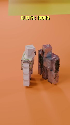 Minecraft iron golem satisfying cloth simulation and animations!