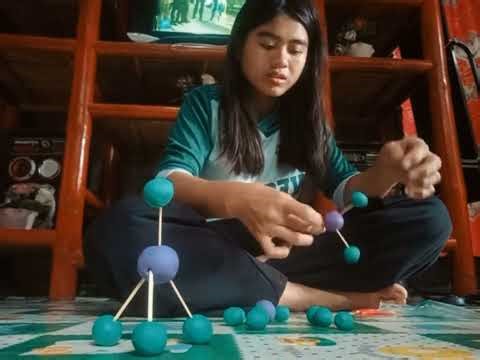 3D model of each molecule using recycled materials. Methane, Ethene, and Butyne