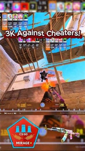 3K Against Cheaters! #cs2 #cs2highlights #cs2clips #3k #cheater #rekt #mirage #cs2skins #lurking