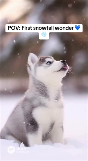 The wonder in those eyes! 😭💙 Pure magic! #husky #snow #fyp #puppy #siberianhusky