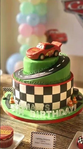 Lightning McQueen Car Cake Decoration 🏎️✨ | Kids Birthday Cake Design #shorts
