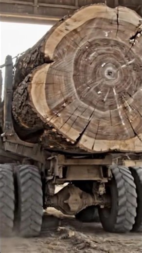 Giant logs entering the sawmill