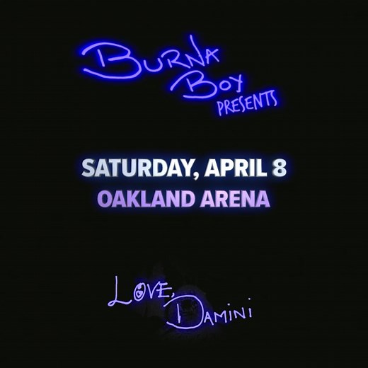 Tickets are on sale now for the Burna Boy: Love, Damini on Saturday, April 8th at Oakland Arena! Get yours today. | Burna Boy