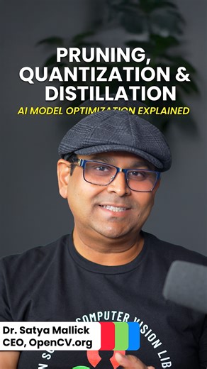 ⚡️ Pruning, Quantization & Distillation: 3 Steps to Faster AI Want smaller, faster models? You need these three techniques: ✂️ Pruning: Removing unnecessary weights or layers. 📉 Quantization: Lowering precision (like FP32 to Int8) to speed up inference. 🧠 Distillation: Teaching a small "student" model to mimic a large "teacher." Combine them to create super-efficient AI! 🚀 #MachineLearning #Pruning #Quantization #KnowledgeDistillation #AI #DeepLearning #TechTips #Coding | Opencv University