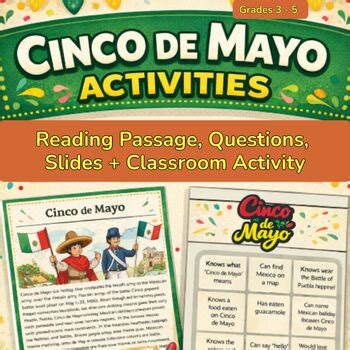 Cinco de Mayo Activities | Reading Passage, Bingo-Vocabulary Game | Grades 3-5